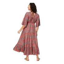 Abito lungo estivo boho con maniche a tre quarti