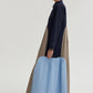 Abito lungo colour block con colletto in misto cotone