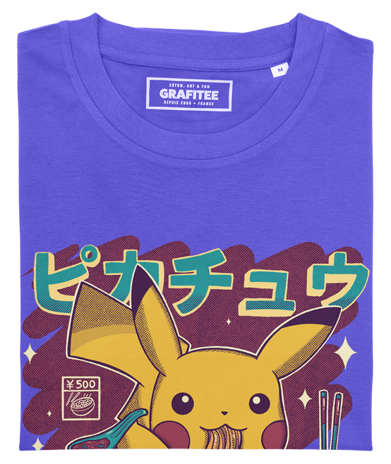 T-shirt grafica Pikachu Ramen in cotone biologico