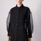 Camicia in organza nera con maniche trasparenti