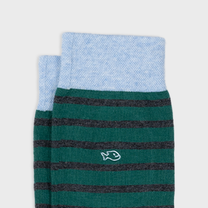 Calzini a righe in cotone pettinato verde scuro e grigio