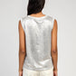 Top smanicato in maglia metallica madreperla