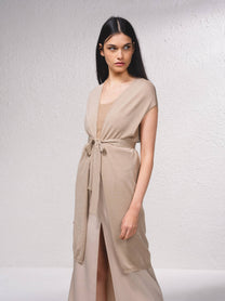 Gilet lungo in rete metallica con cintura