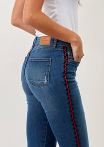 Jeans skinny con dettaglio laterale intrecciato