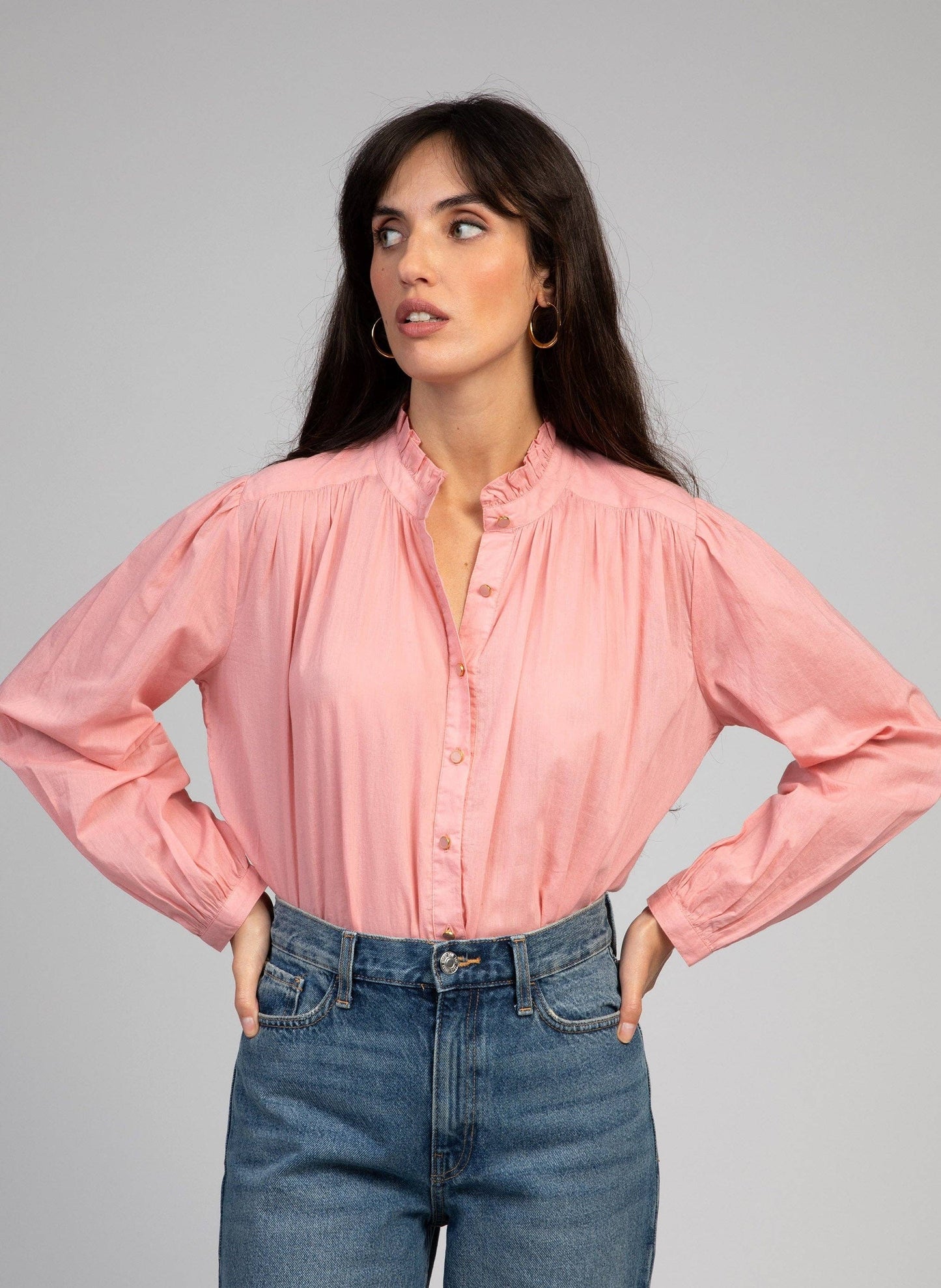 Camicia Saminy rosa in voile di cotone