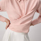Camicia avvolgente in popeline misto cotone rosa