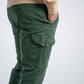 Pantaloni cargo verde scuro in cotone con 6 tasche