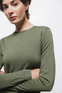 Maglione in maglia rasata con girocollo