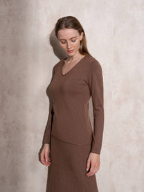 Maglia basic in viscosa con scollo a V