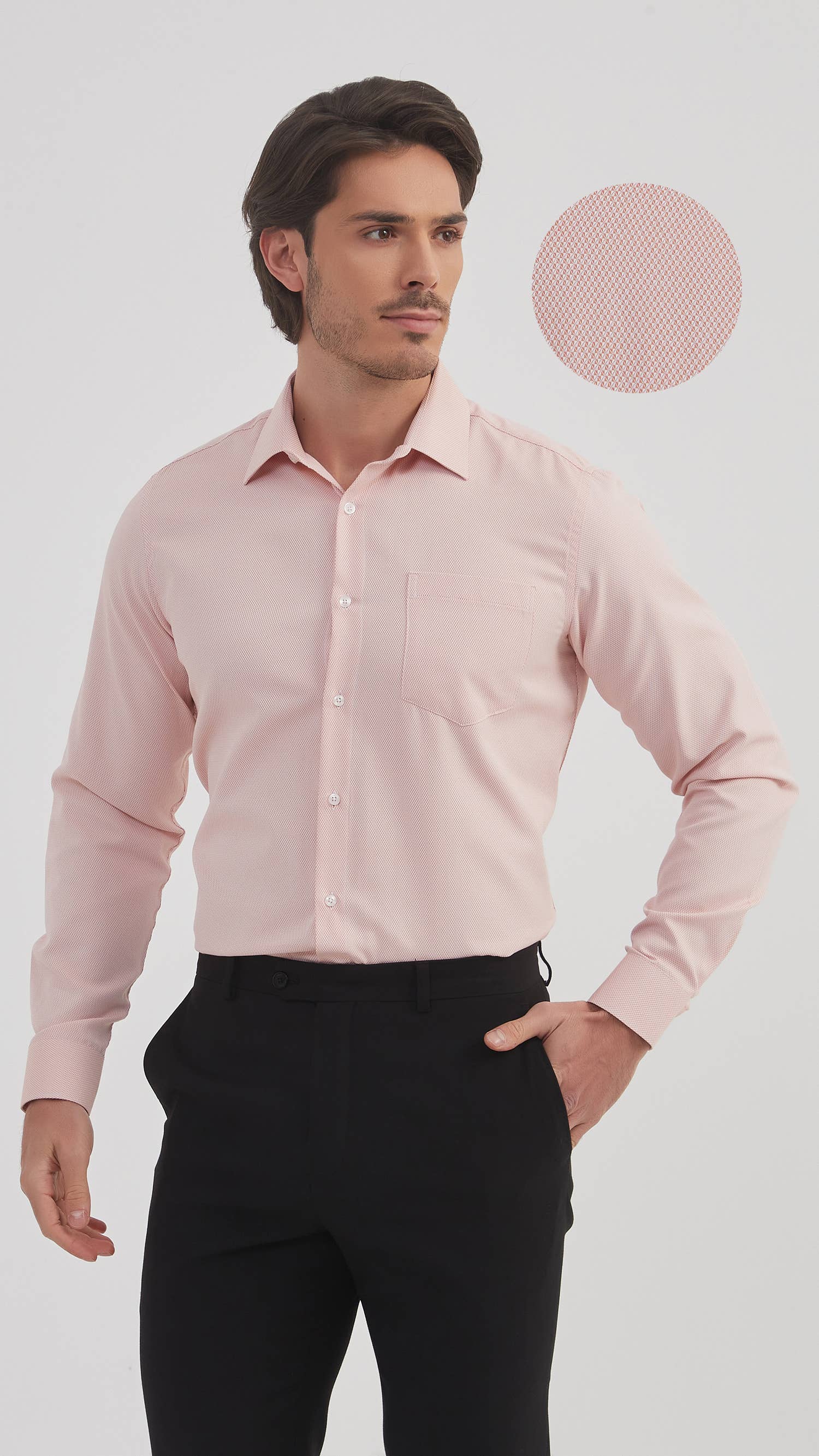 Camicia Piqué Comfort Salmone
