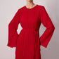 Abito lungo elegante in chiffon plissettato con maniche fluide
