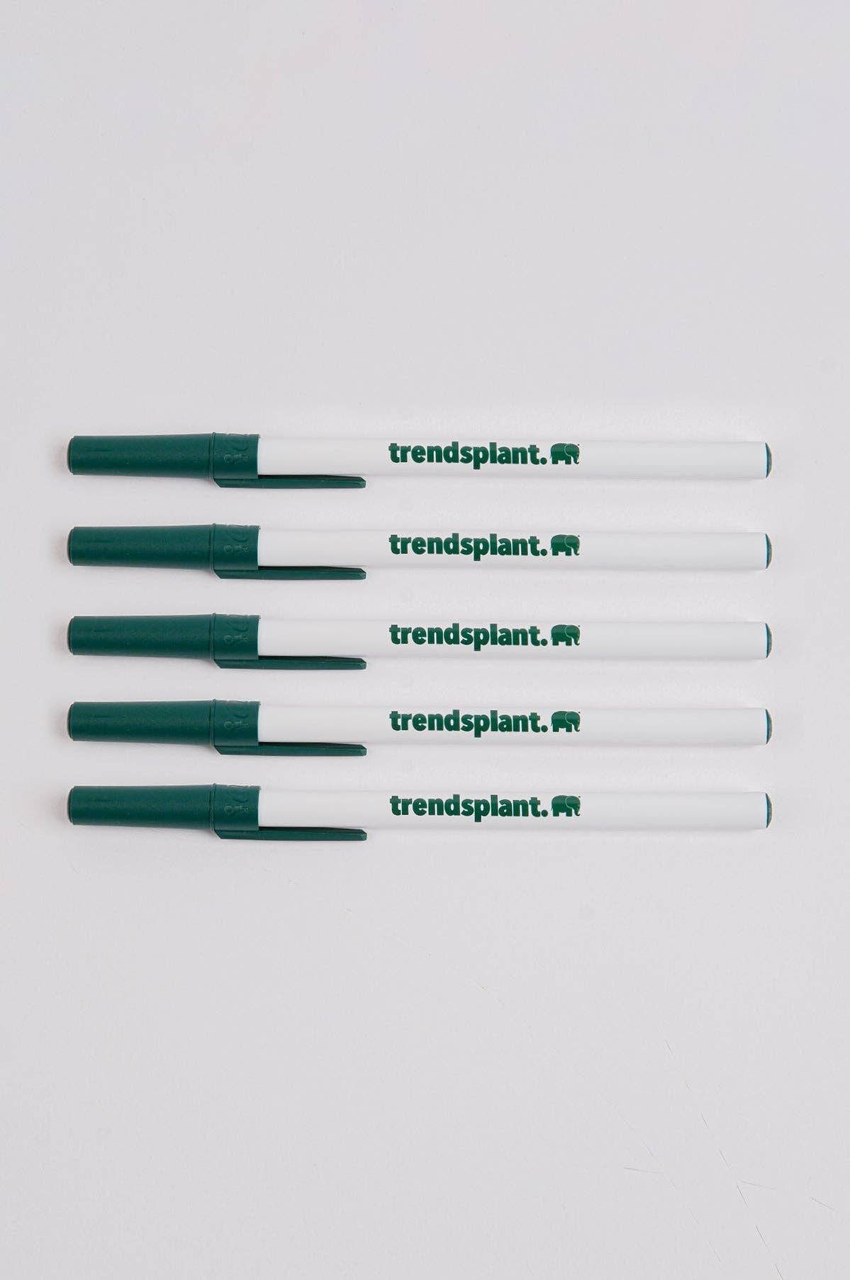 Confezione da 5 penne a sfera ecologiche BIC con logo Trendsplant bianco e verde