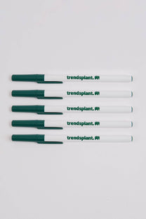 Confezione da 5 penne a sfera ecologiche BIC con logo Trendsplant bianco e verde