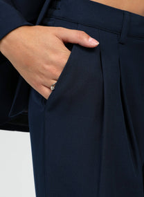 Pantaloni palazzo a vita alta blu navy