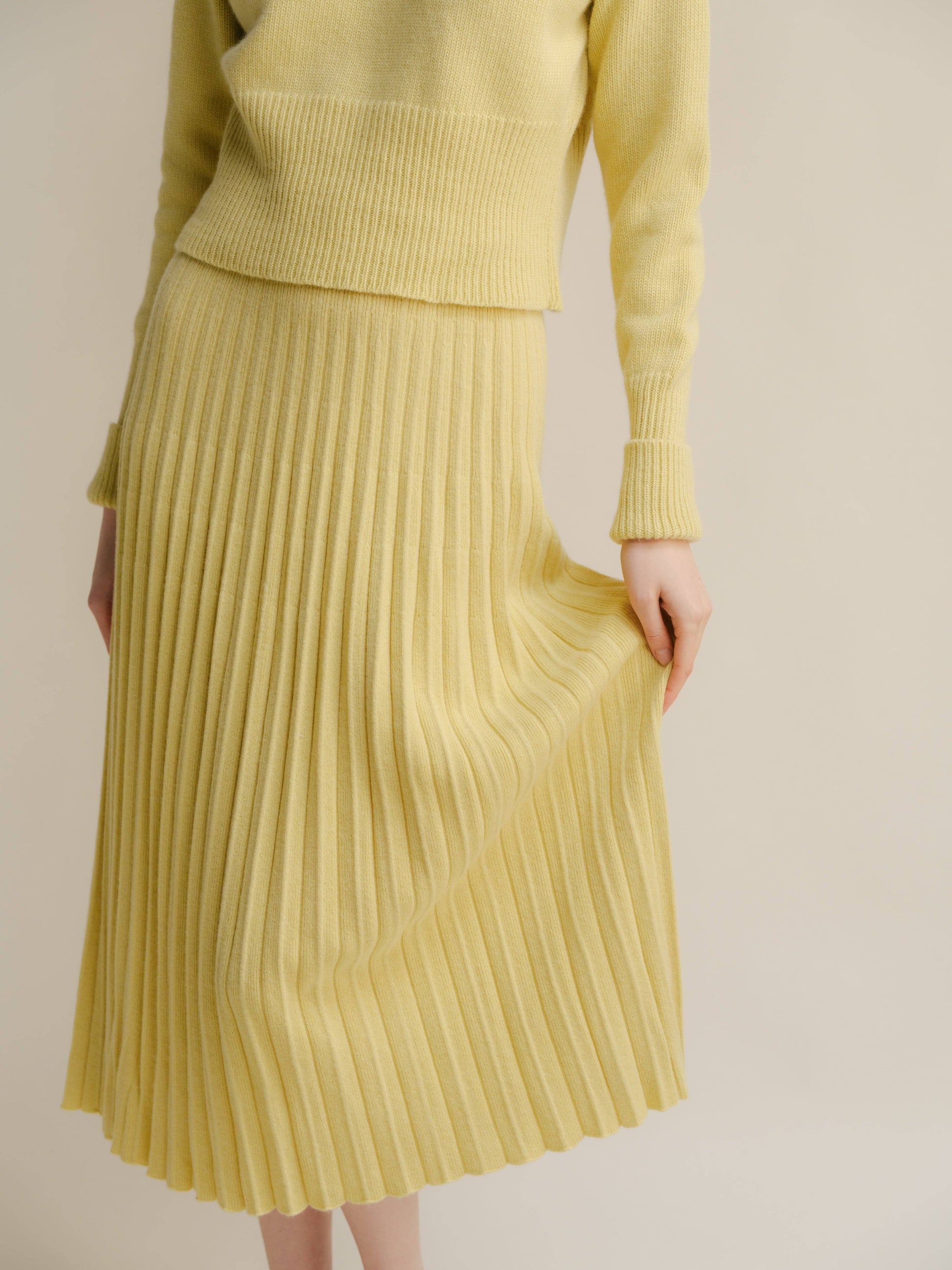 Gonna plissé in maglia misto cashmere 3D-knit