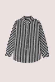 Camicia oversize a righe sottili in misto cotone