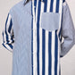 Tunica a righe in cotone con colletto a camicia