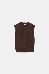 Gilet in maglia strutturata con scollo tondo