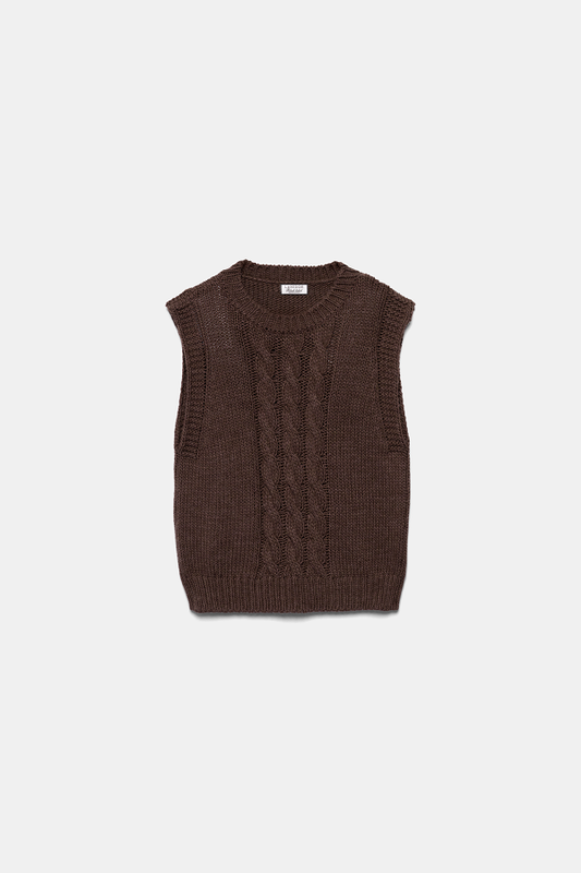 Gilet in maglia strutturata con scollo tondo