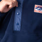 Felpa in pile blu navy con colletto a bottoni