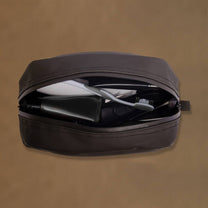 Borsa da toilette nera da uomo in poliestere e PU