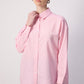 Camicia oversize a righe in misto cotone rosa