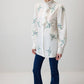 Camicia in popeline ricamata a fiori con volant