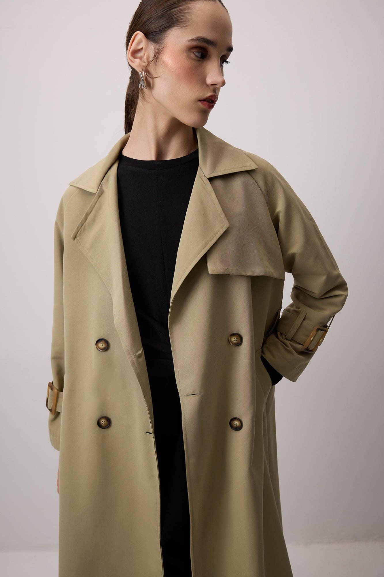 Trench Coat Lungo Maxi con Cintura