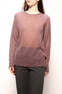 Maglione glitterato con scollo a barca in maglia 3D