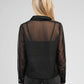 Camicia nera in organza con ricami gioiello