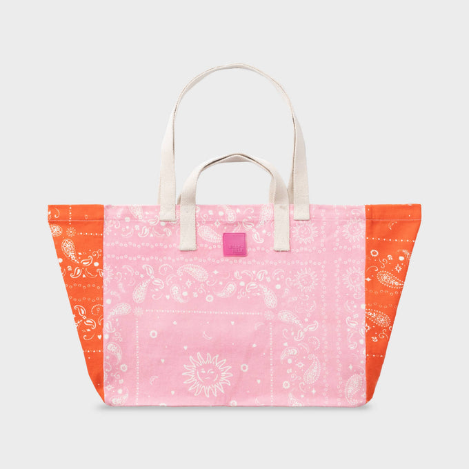 Shopper in cotone biologico con stampa bandana multicolore