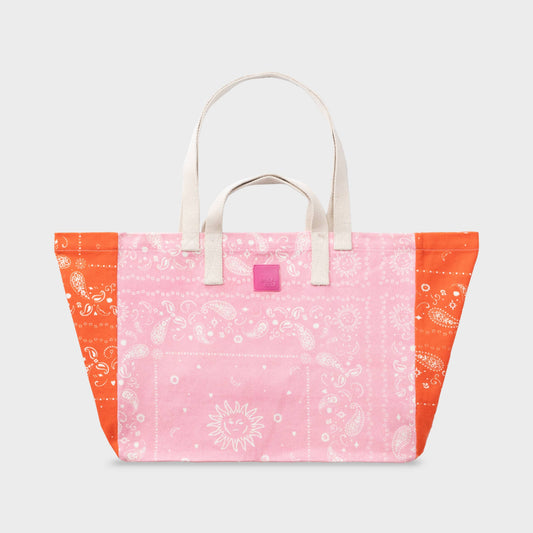 Shopper in cotone biologico con stampa bandana multicolore