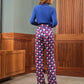 Pantaloni lunghi a vita alta con stampa geometrica