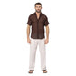 Camicia estiva in cotone a manica corta marrone