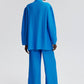 Completo tunica e pantaloni blu in tessuto naturale