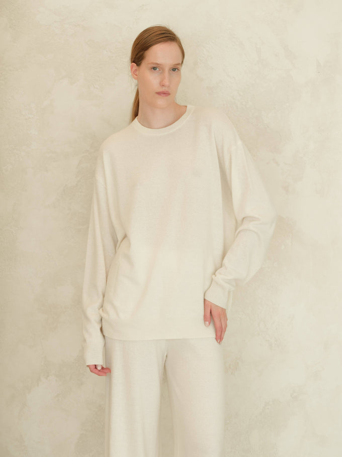 Maglione girocollo classico in misto cashmere