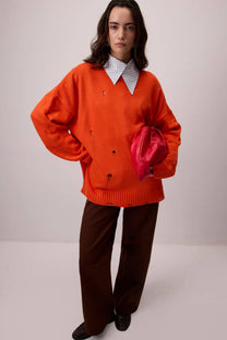 Maglione in maglia effetto vintage destroyed