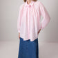 Camicia rosa in cotone con dettaglio floreale