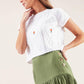 Top in cotone ricamato a manica corta