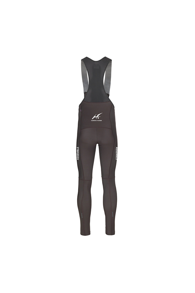 Culotte lunga da ciclismo grigia con bretelle