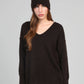 Maglione oversize con scollo a V color cioccolato