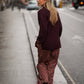 Cardigan in maglia color vino con bottoni