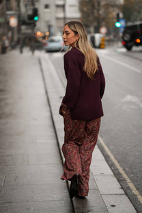 Cardigan in maglia color vino con bottoni