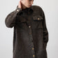 Camicia oversize a spina di pesce marrone