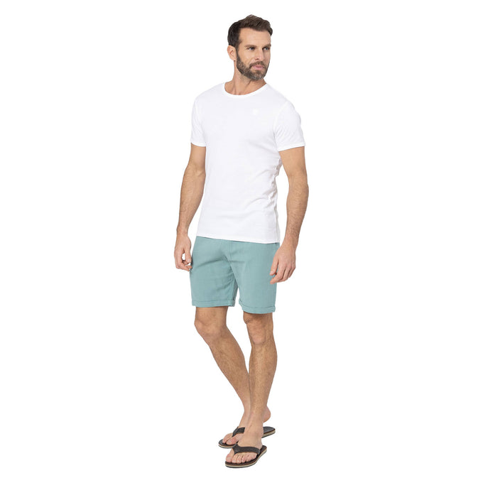 Pantaloncini estivi da uomo in misto lino turchese