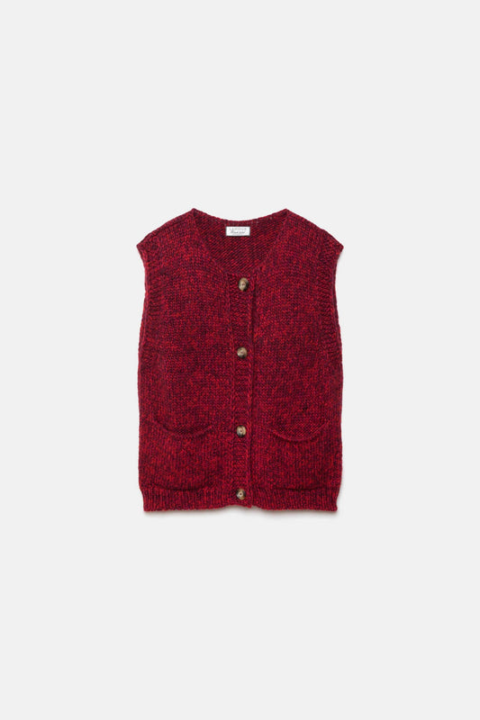 Gilet in maglia con bottoni a contrasto
