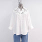 Camicia bianca in cotone e lino con pizzo