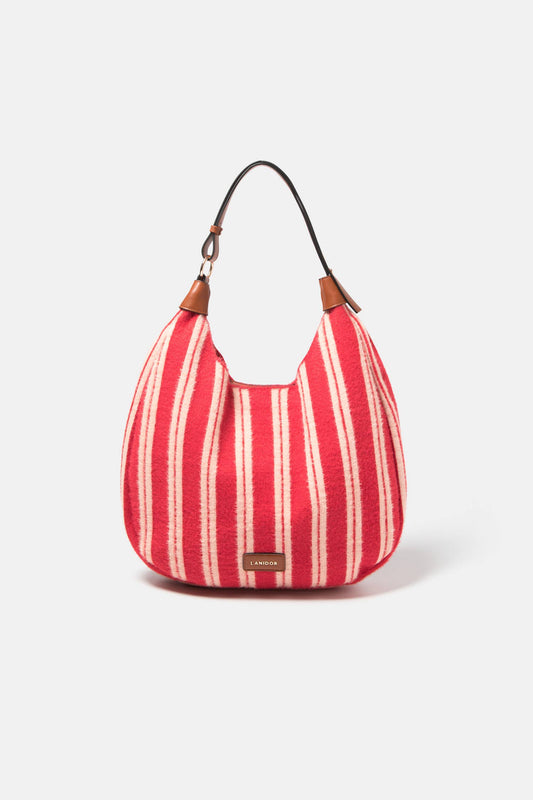 Borsa a spalla rustica a righe con tracolla
