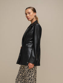 Blazer in ecopelle nero da donna