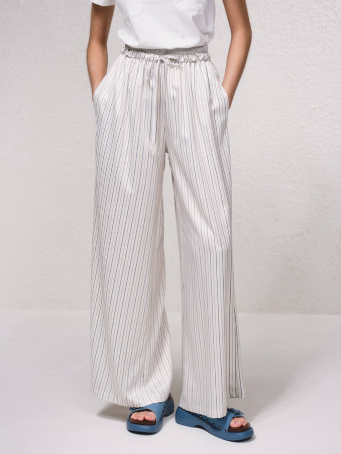 Pantaloni palazzo a righe con coulisse